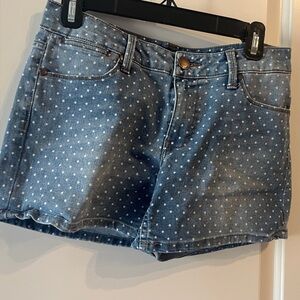 Max Jeans Blue and White Jean Shorts with Polka Dot Pattern